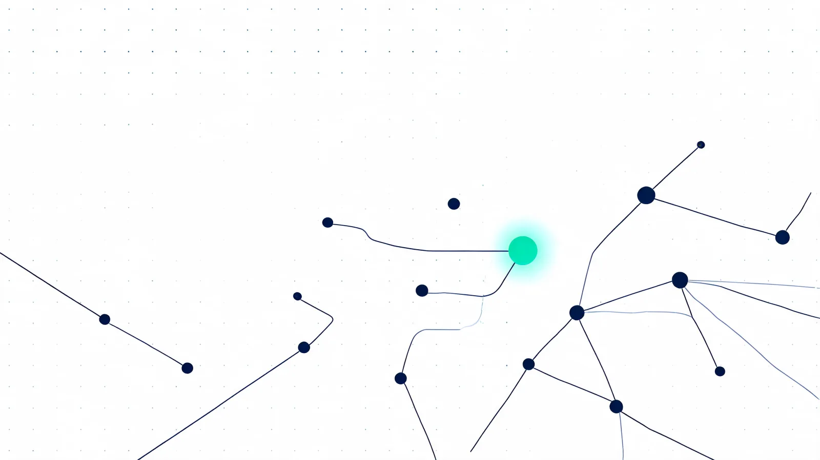 Geometric illustration of a connected node network in teal and navy