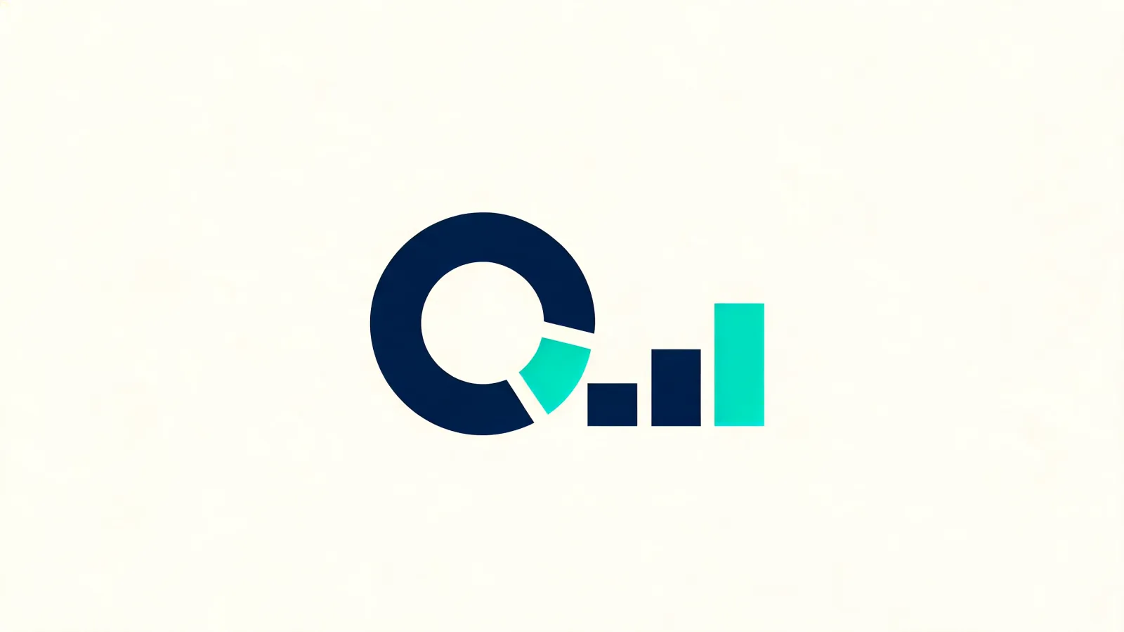 Geometric illustration of a donut chart with a highlighted teal slice and bar columns